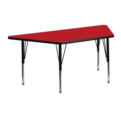 Flash Furniture 25''W x 45''L Trapezoid Red HP Laminate Activity Table - Height Adjustable Short Legs Poster