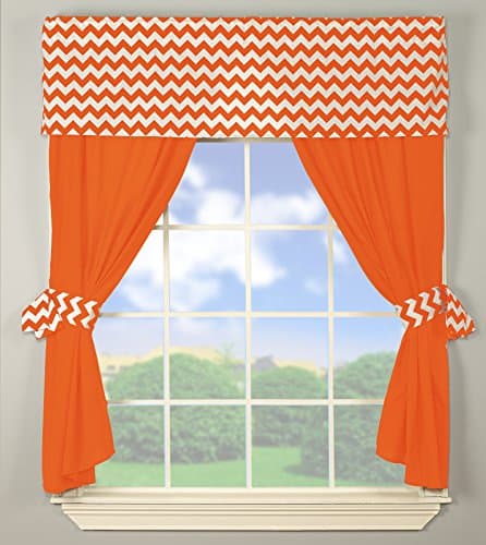 Baby Doll Bedding Chevron Window Valance and Curtain Set, Orange Poster