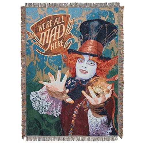 Disney's Alice in Wonderland, "The Hatter's Mad" Woven Tapestry Throw Blanket, 48" x 60", Multi Color Poster